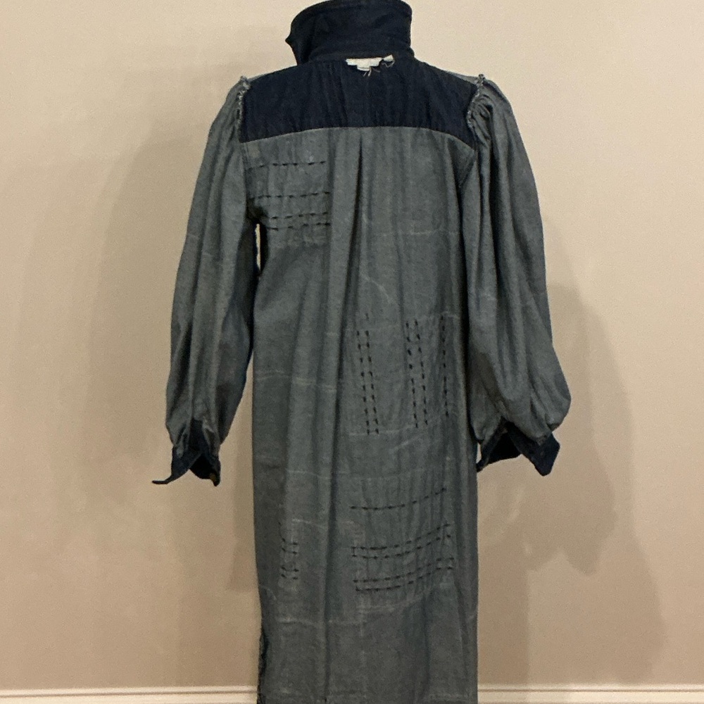 Patchwork Denim Long Coat With Button Front For A… - image 7